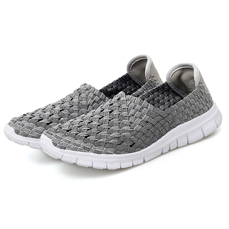 Custom Brand Fashion Zapatos Light Weight Colorful Slip On Breathable Woven Women Flat Shoes Loafer